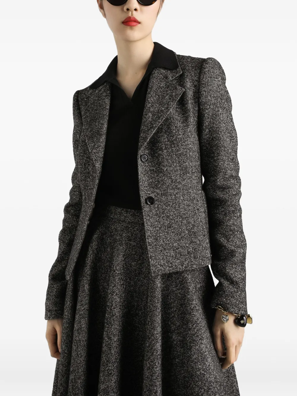 Dolce & Gabbana Tailored Single-breasted Wool Jacket With Textured Fabric In Gray