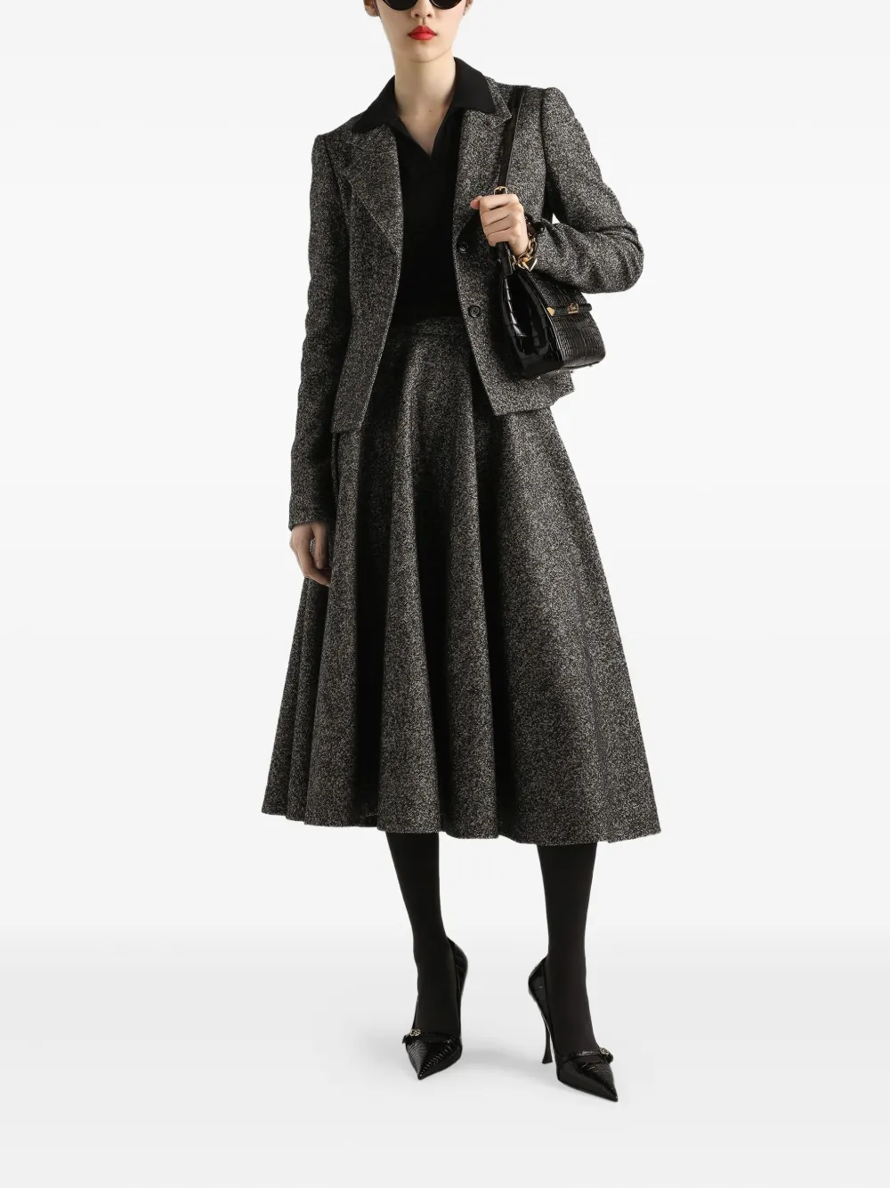 Dolce & Gabbana Tailored Single-breasted Wool Jacket With Textured Fabric In Gray