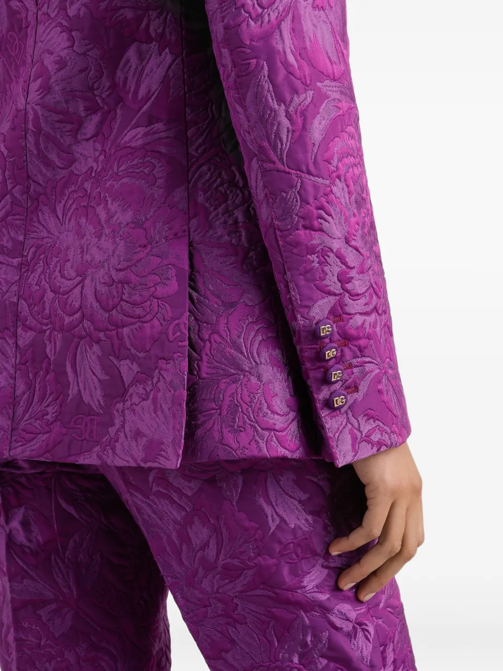 Dolce & Gabbana Blazer met brokaat en bloemenprint Paars