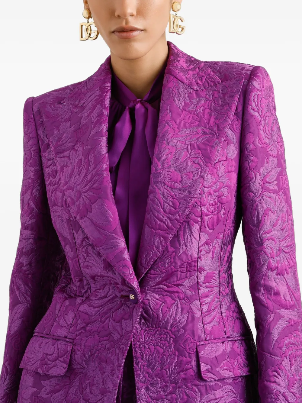 Dolce & Gabbana Blazer met brokaat en bloemenprint Paars