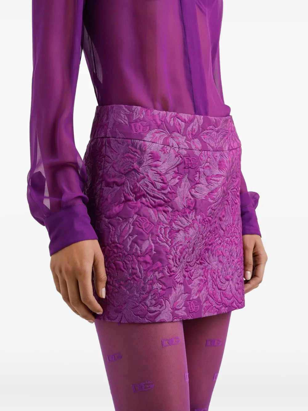 Dolce & Gabbana Mini-rok met jacquard Paars