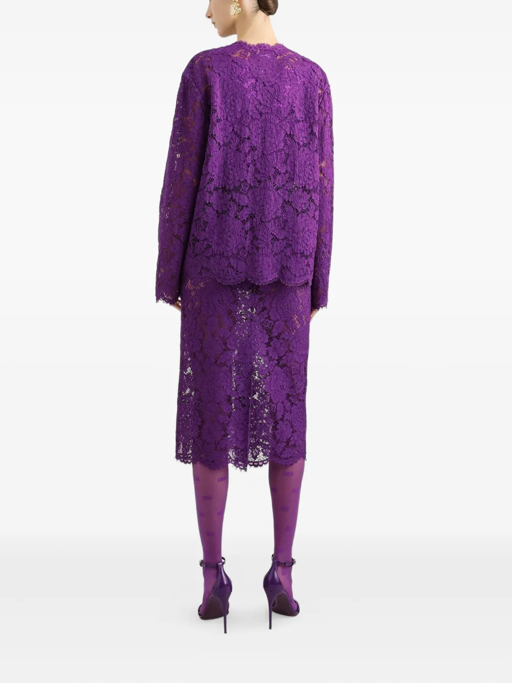 Dolce & Gabbana Midi-rok met kant Paars