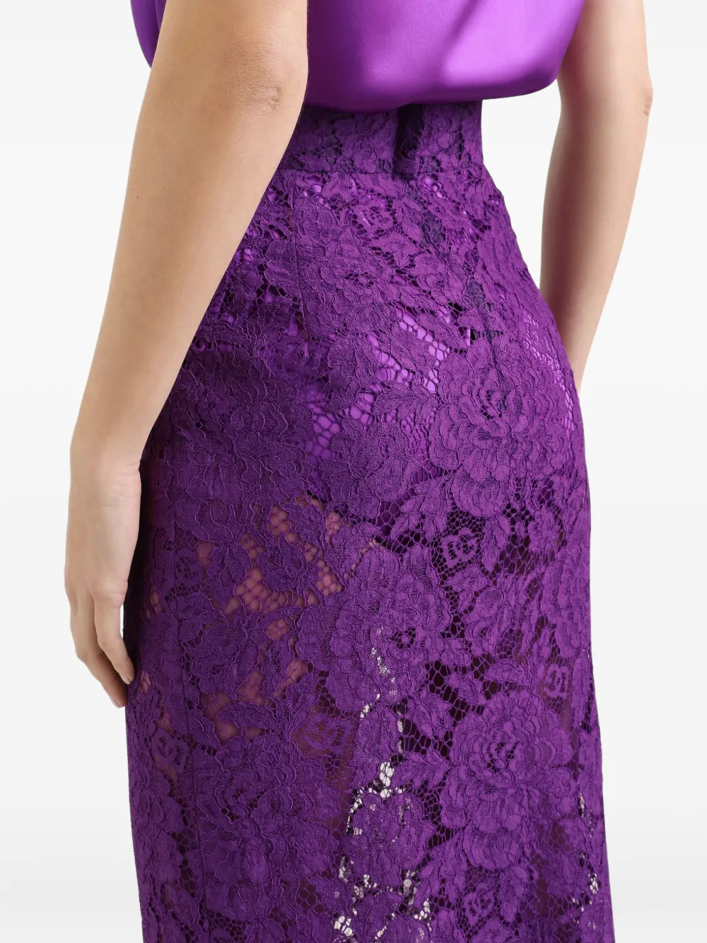 Dolce & Gabbana Midi-rok met kant Paars