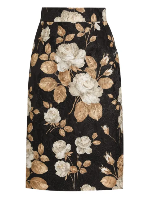 Dolce & Gabbana rose-print midi pencil skirt