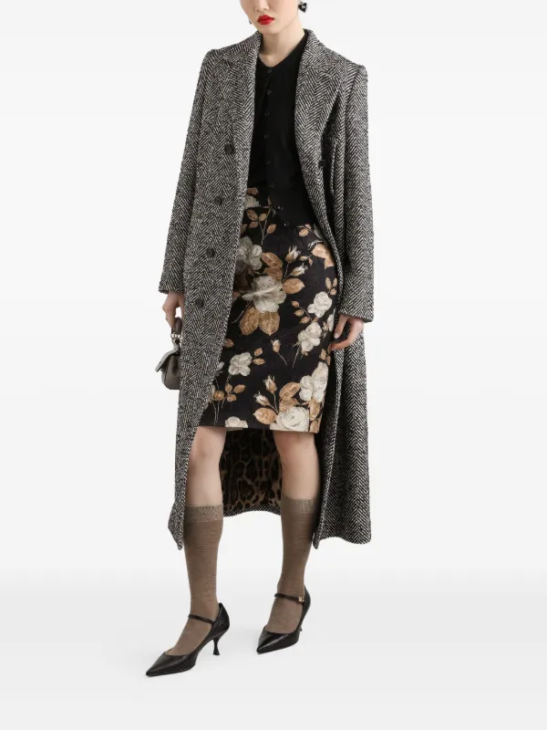 Dolce & Gabbana rose-print Midi Pencil Skirt | Black | FARFETCH