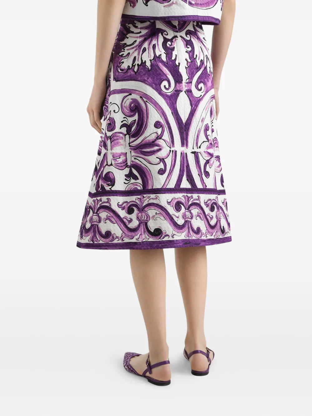 Dolce & Gabbana Midi-rok met Maiolica-print Wit