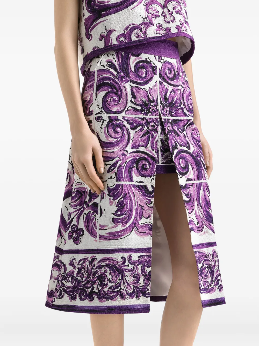 Dolce & Gabbana Midi-rok met Maiolica-print Wit