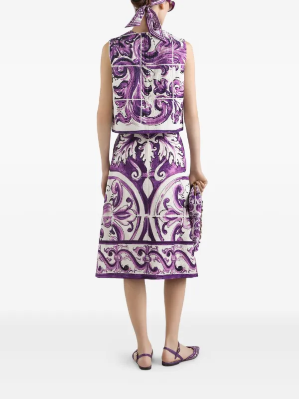 【関税込み】dolce & gabbana MAIOLICA' PRINT SILK SKIRT Dolce & Gabbana Maiolica-print Midi Skirt | White | FARFETCH JO