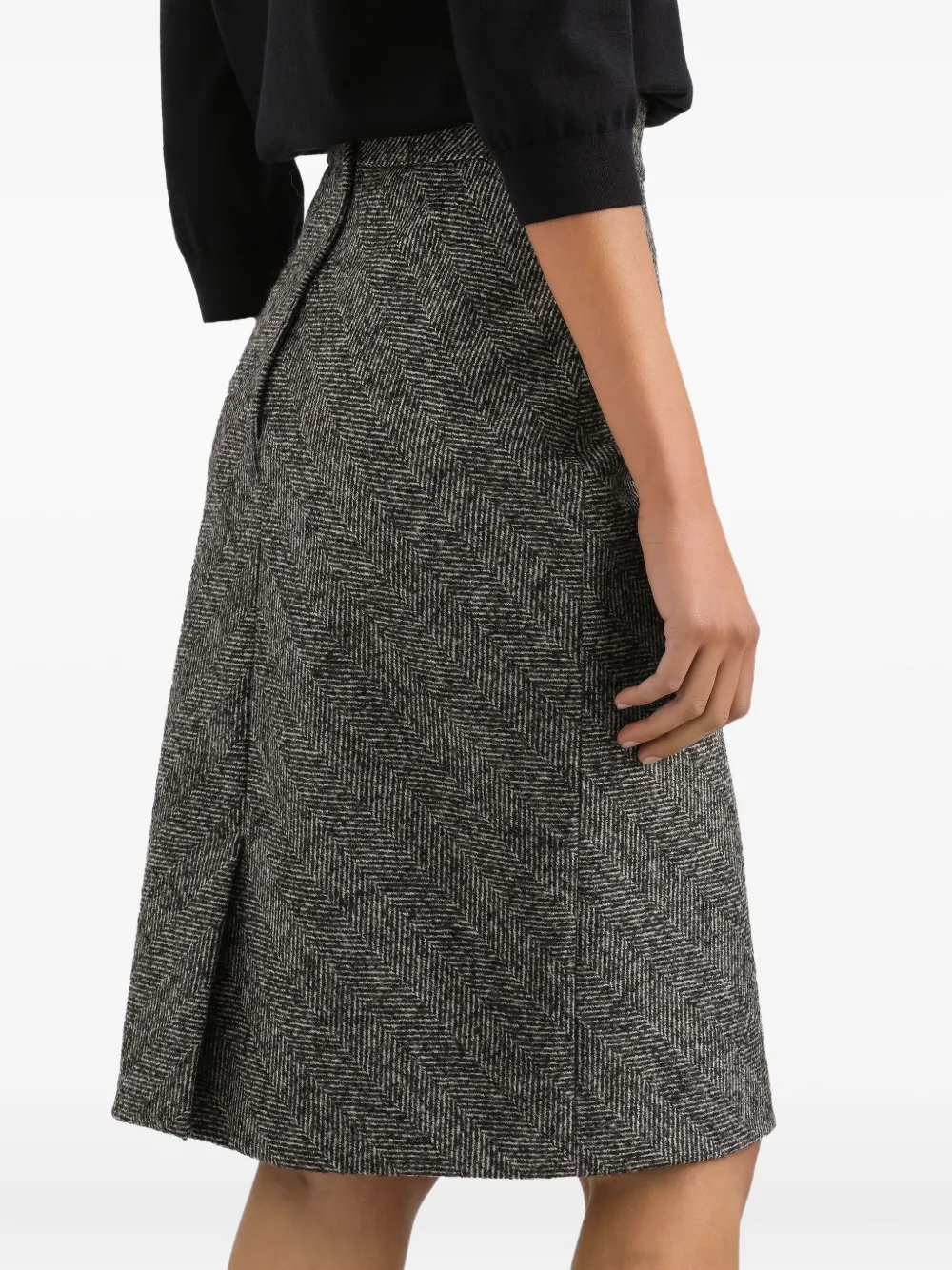 Dolce & Gabbana Herringbone Midi Pencil Skirt In Gray