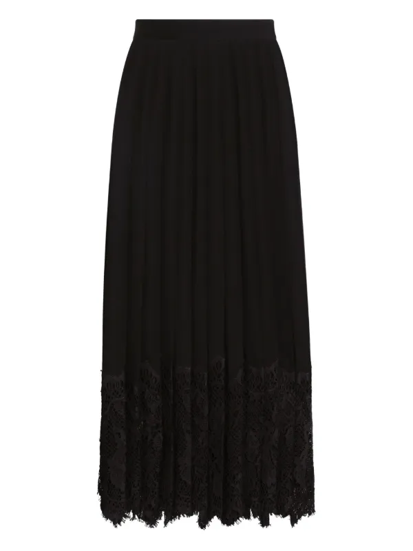 【DOLCE&GABBANA】ハイウエスト レース ミディ スカート Dolce & Gabbana レーストリム ミディスカート | ブラック