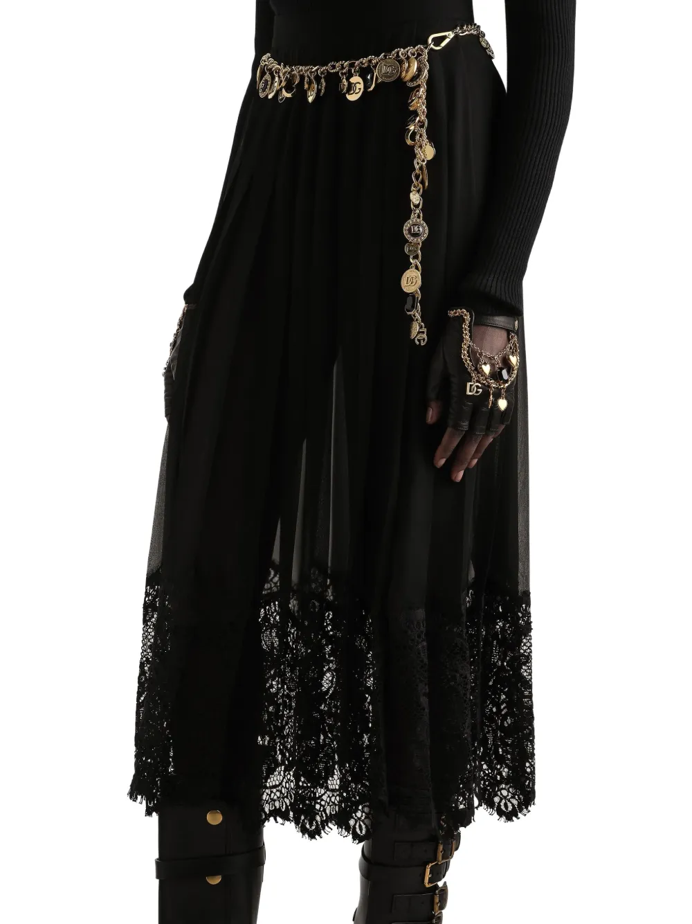 Dolce & Gabbana Midi-rok met kant Zwart