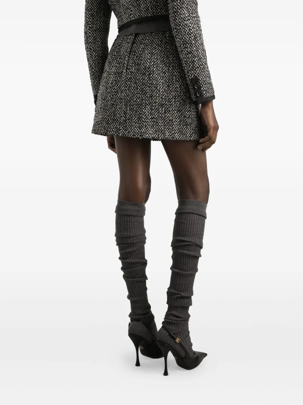 Dolce & Gabbana Short Skirt In Double Wool Blend In Black