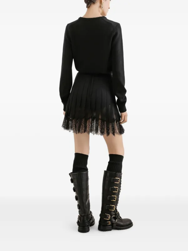 Dolce & Gabbana Pleated Lace Mini Skirt | Black | FARFETCH