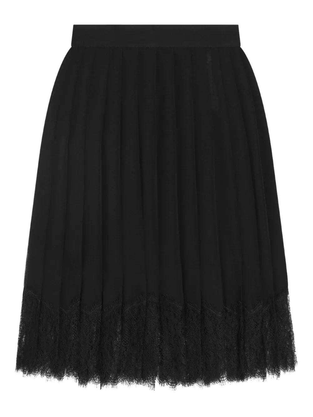 Dolce & Gabbana Pleated Lace Mini Skirt In Black