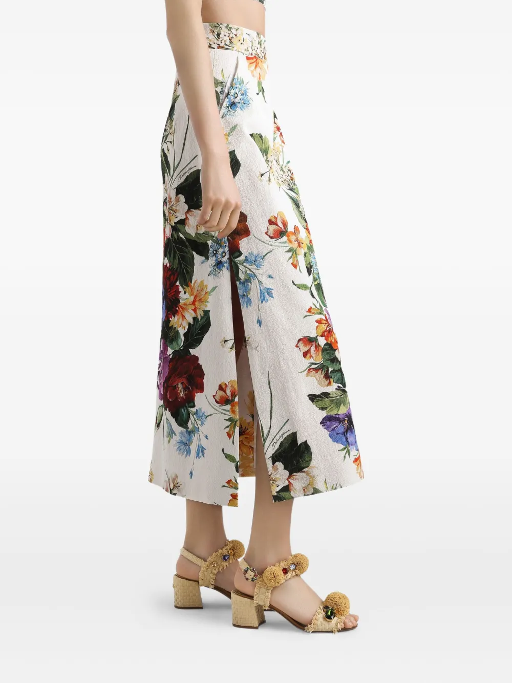 Dolce & Gabbana Midi-jurk met bloemenprint Wit