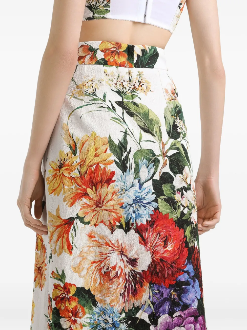 Dolce & Gabbana Midi-jurk met bloemenprint Wit