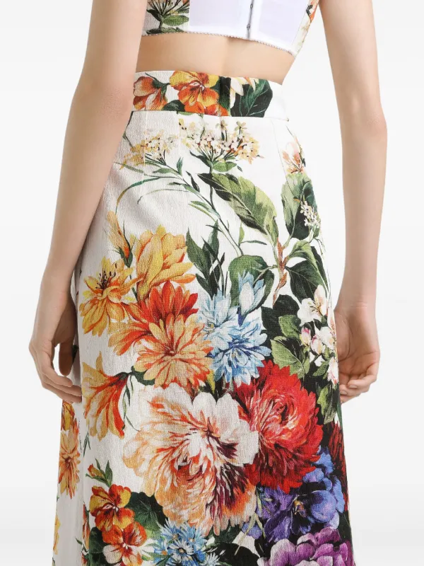 Dolce & Gabbana floral-print Midi Skirt | White | FARFETCH JO