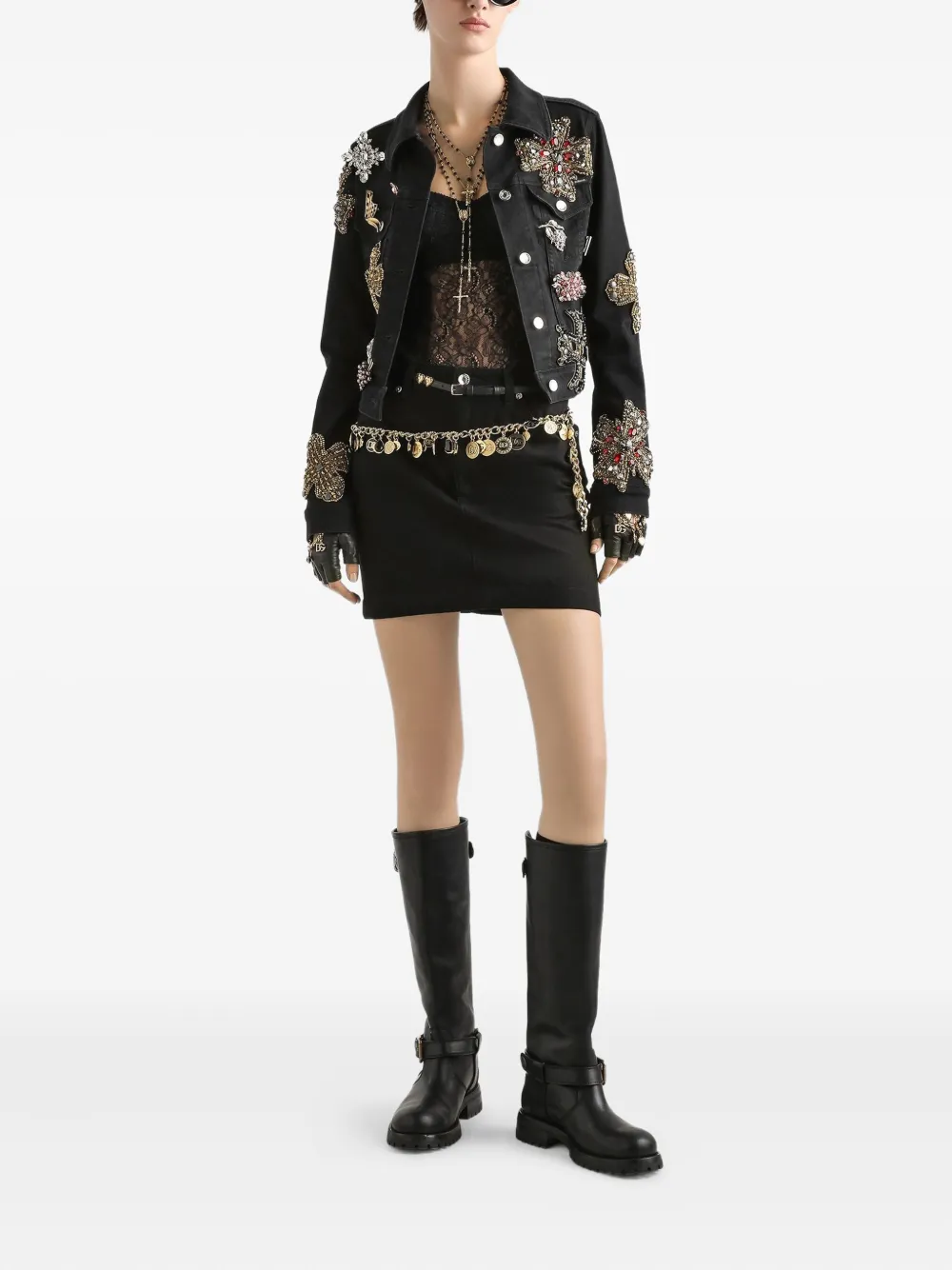 Dolce & Gabbana Denim Mini Skirt In Black