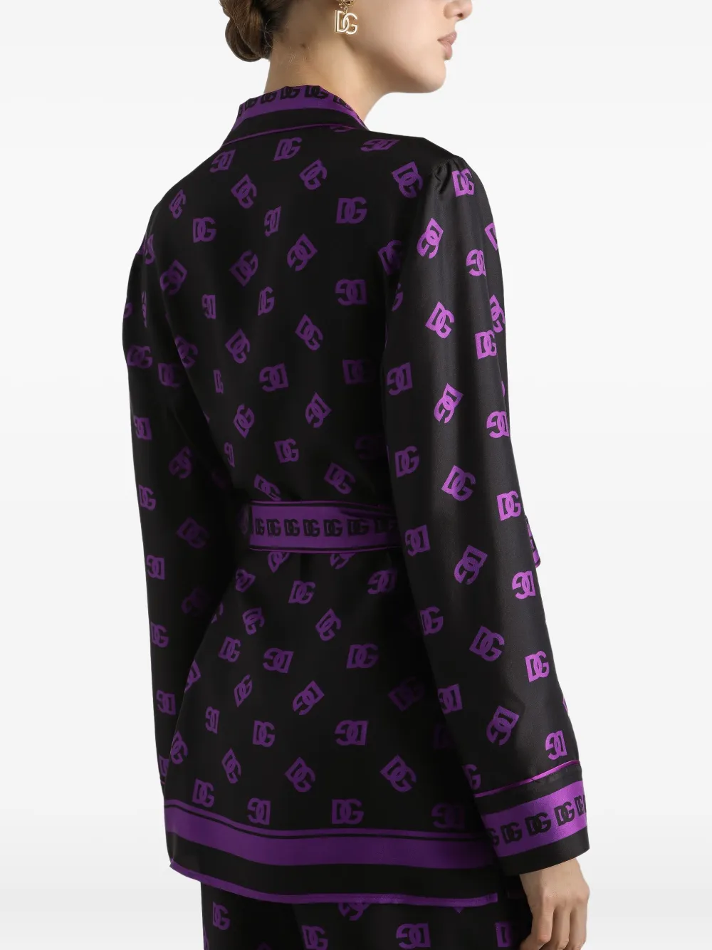 Dolce & Gabbana Dg All-over Print Silk Twill Vanity Shirt In Black