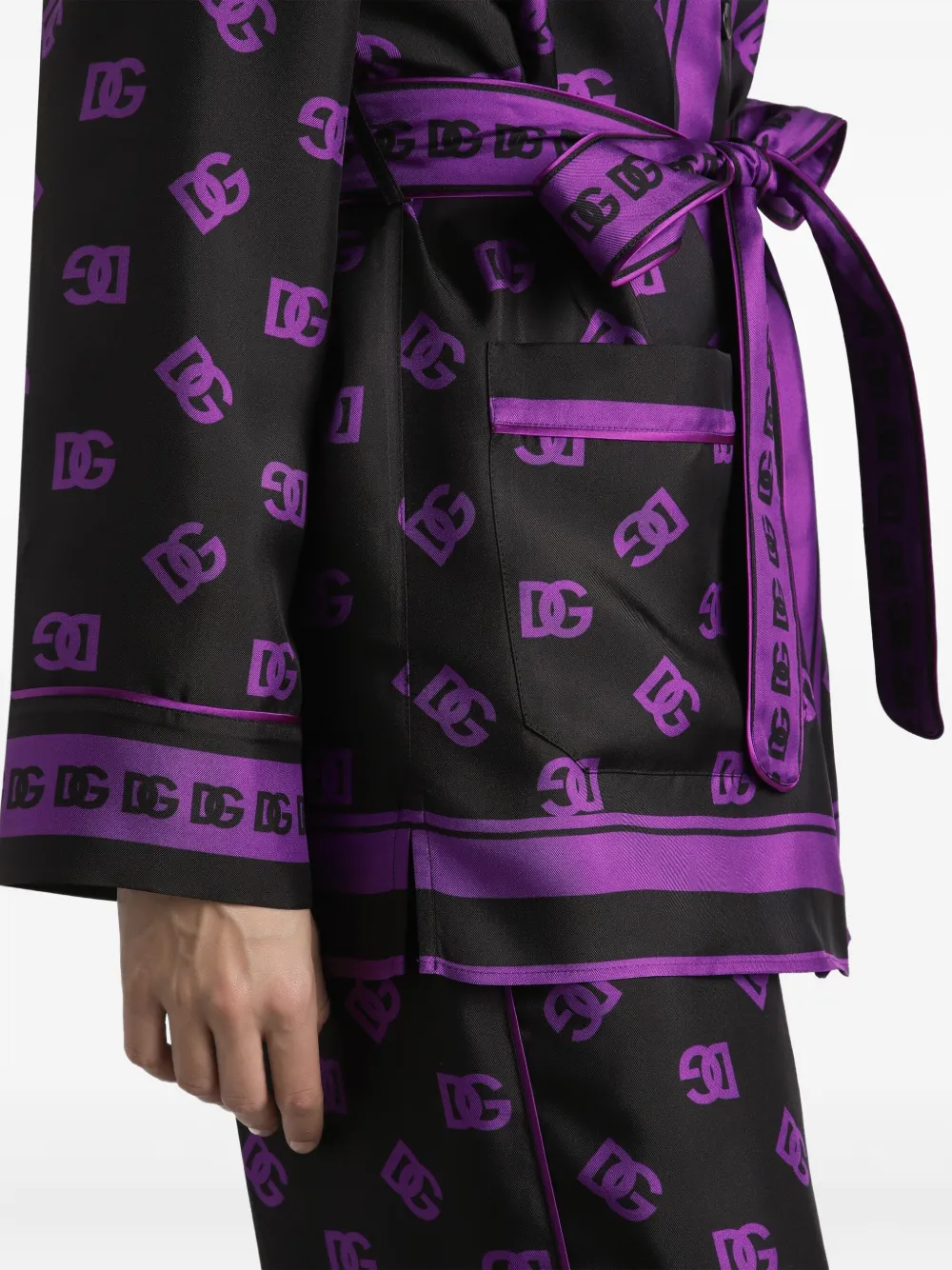 Dolce & Gabbana Dg All-over Print Silk Twill Vanity Shirt In Black
