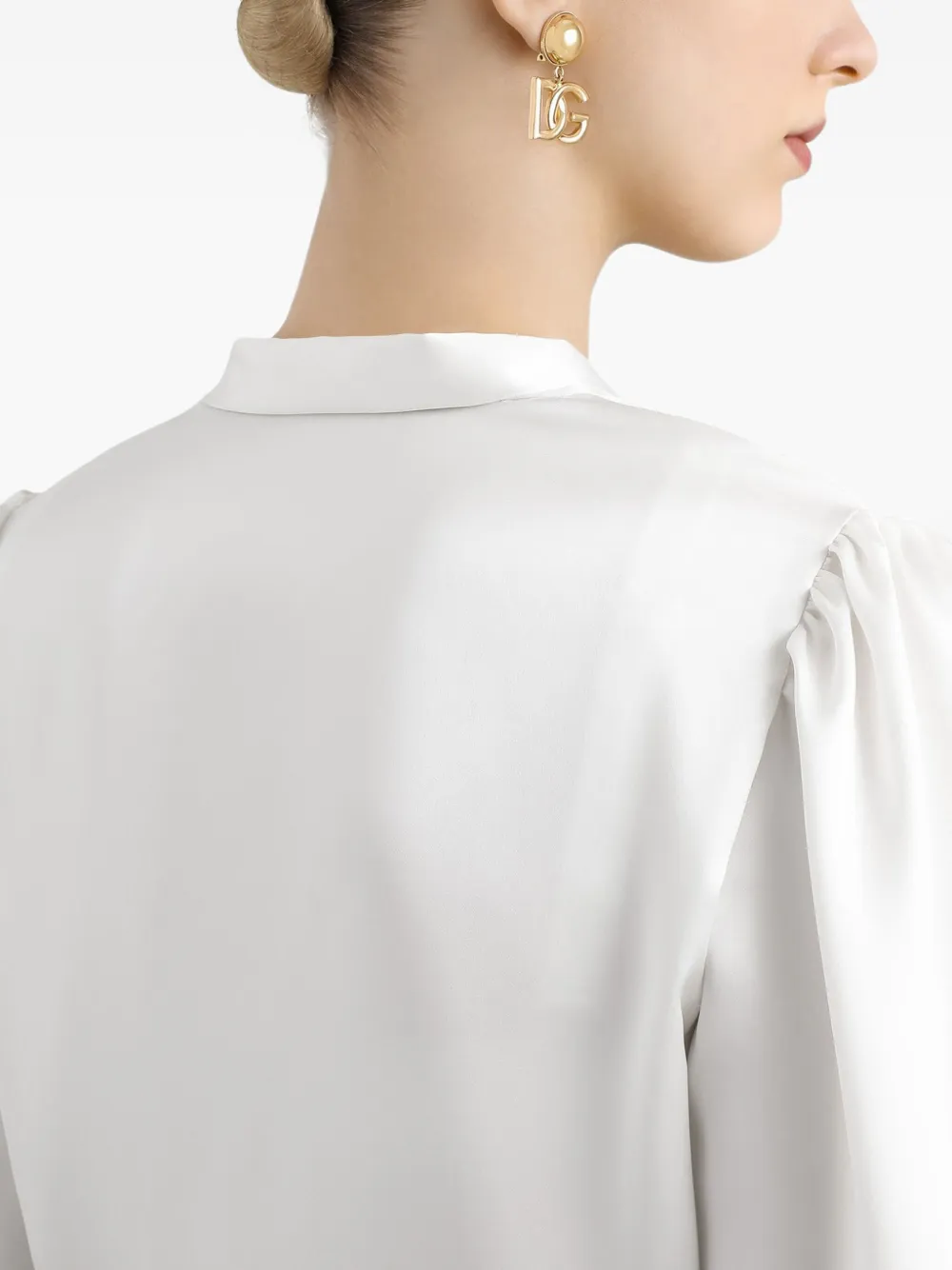 Dolce & Gabbana satin tie-neck blouse Wit