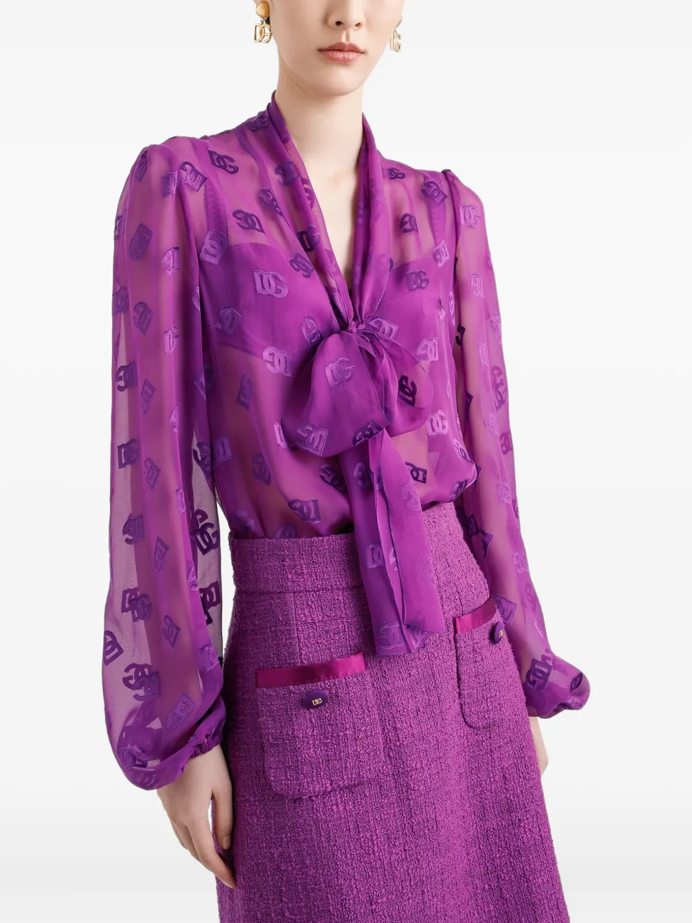 Dolce & Gabbana Blouse met DG-logojacquard Paars