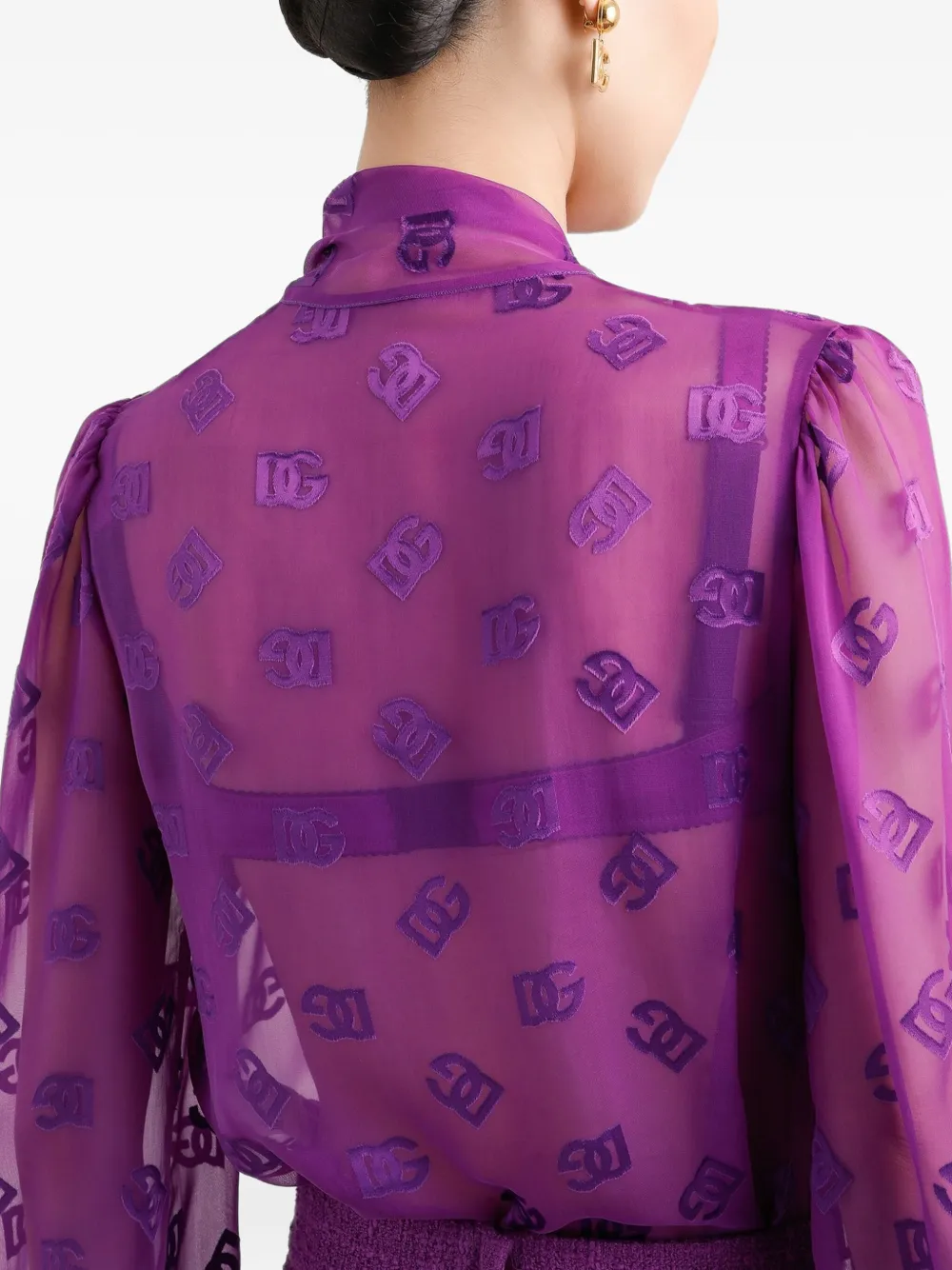 Dolce & Gabbana Blouse met DG-logojacquard Paars