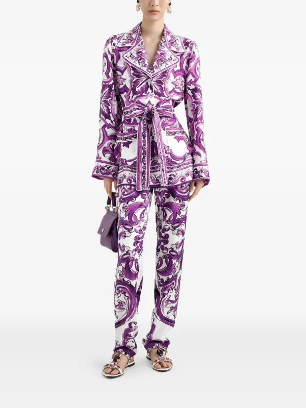 ドルチェアンドガッバーナ シルク100% シャツ パープルグレイ サテン 美品 Dolce & Gabbana シルクシャツ | パープル | FARFETCH JP
