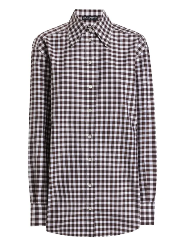 DOLCE & GABBANA 長袖ギンガムチェックシャツM　15 1/2 39 Dolce & Gabbana ギンガムチェック シャツ | ホワイト | FARFETCH JP