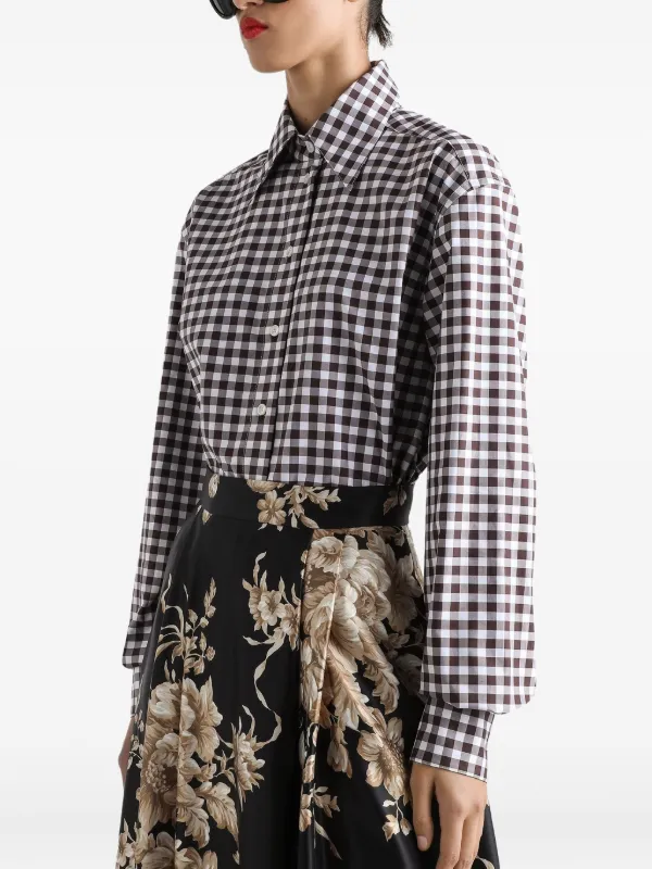 DOLCE & GABBANA 長袖ギンガムチェックシャツM　15 1/2 39 Dolce & Gabbana ギンガムチェック シャツ | ホワイト | FARFETCH JP