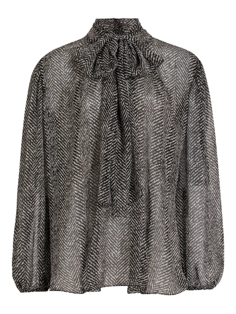 Dolce & Gabbana Blouse met chevron-print en strik Zwart