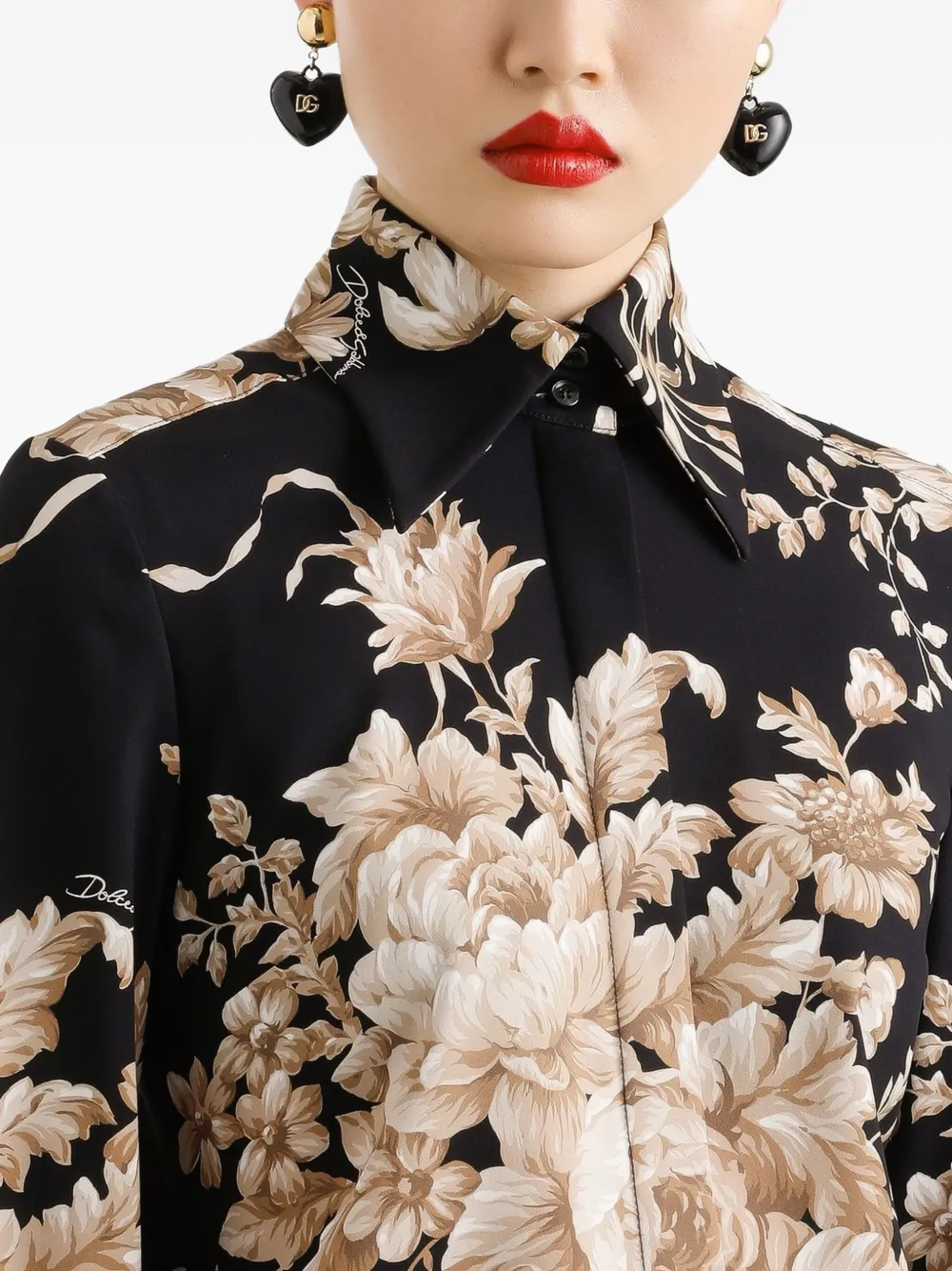 Dolce & Gabbana Charmeuse Shirt Shirt And Blouse Multicolor In Black