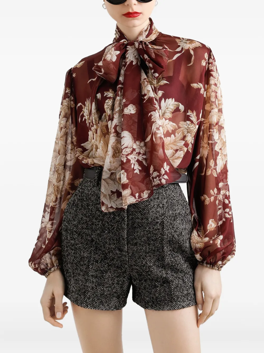 Dolce & Gabbana Blouse met bloemenprint Bruin