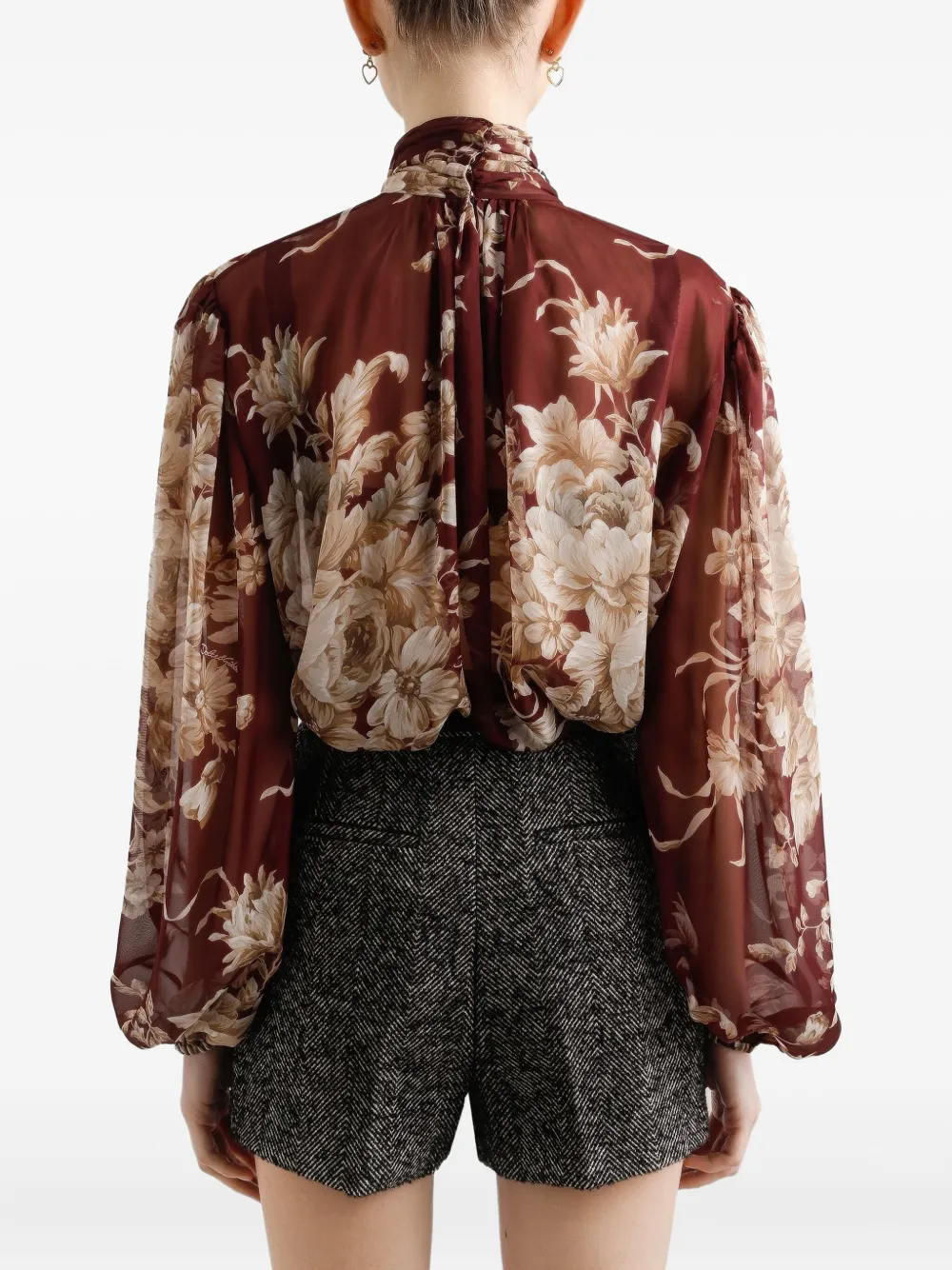 Dolce & Gabbana Blouse met bloemenprint Bruin