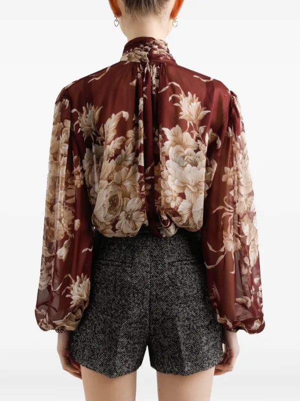 トップス maison de Dolce. classy ribbon blouse Dolce & Gabbana floral-print Bow Blouse | Brown | FARFETCH