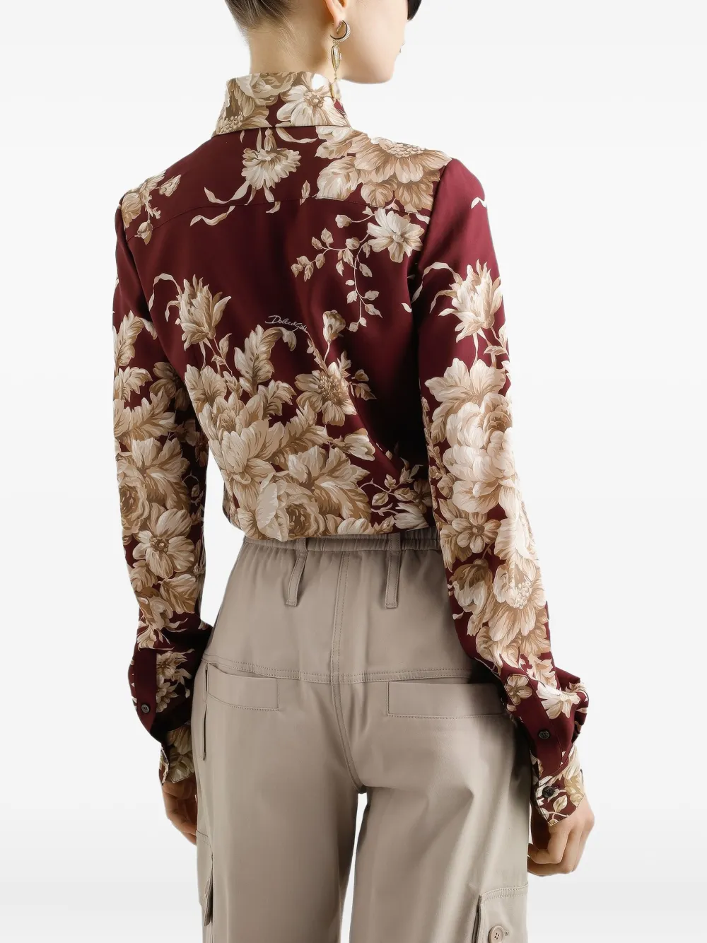 Dolce & Gabbana Rose-print Charmeuse Shirt In Multi