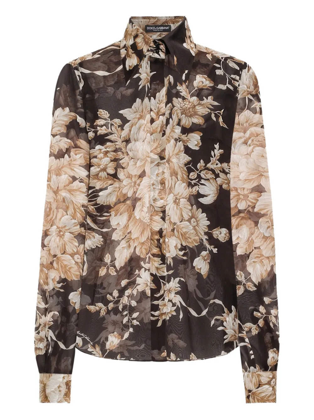 Dolce & Gabbana Blouse met bloemenprint Bruin