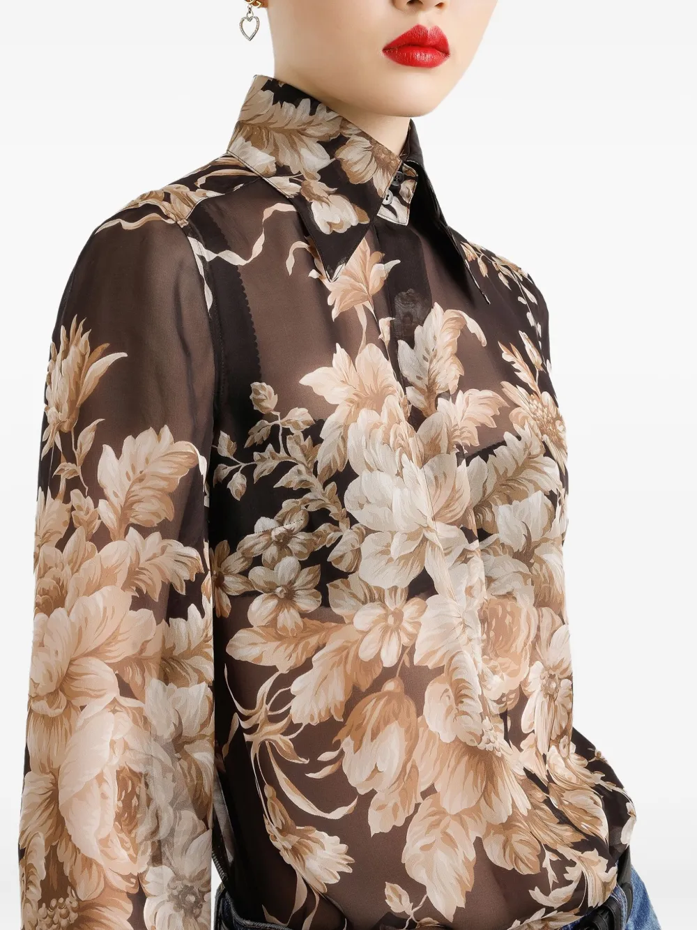 Dolce & Gabbana Floral-print Chiffon Shirt In Multi