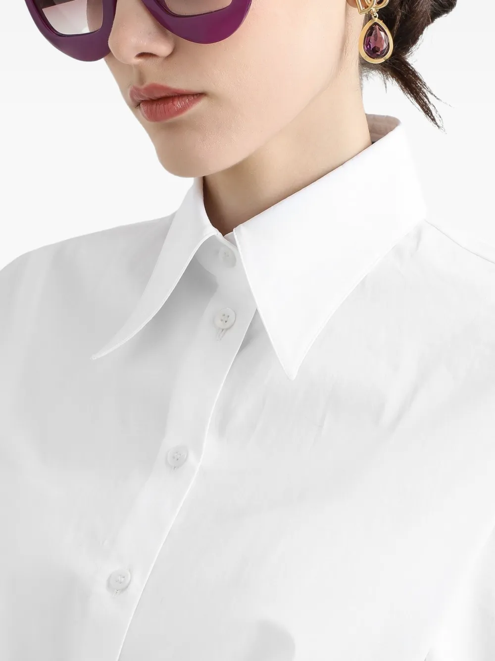 Dolce & Gabbana Blouse van stretch katoen Wit