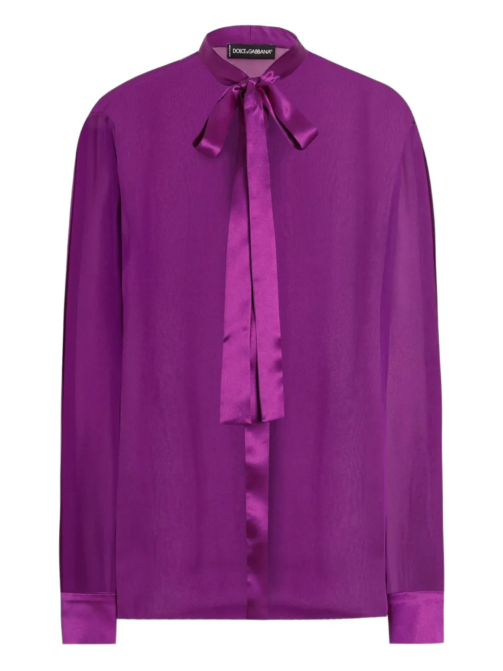 Dolce & Gabbana Satijnen blouse met gestrikte hals Paars
