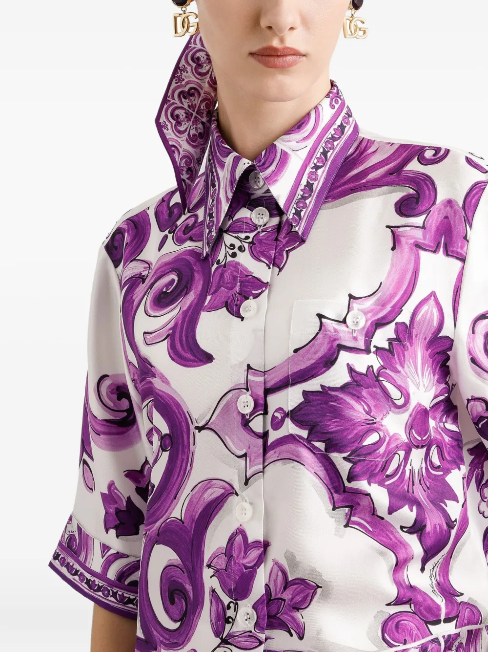 Dolce & Gabbana Shirt met Majolica-print Paars
