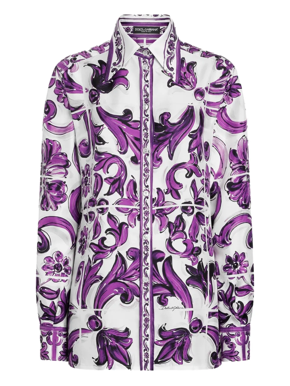 Dolce & Gabbana Zijden blouse met Majolica-print Paars