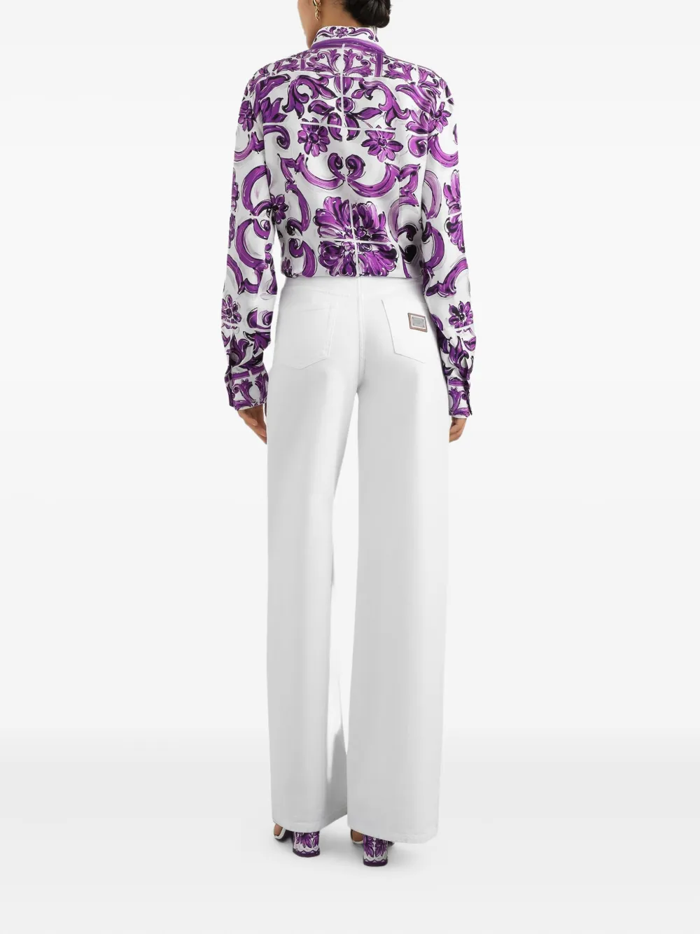 Dolce & Gabbana Zijden blouse met Majolica-print Paars