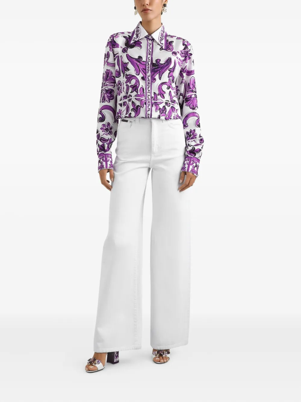 Dolce & Gabbana Zijden blouse met Majolica-print Paars