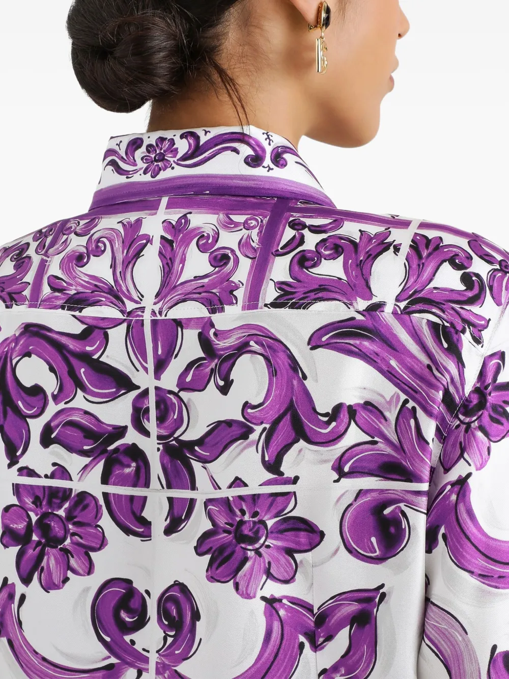 Dolce & Gabbana Zijden blouse met Majolica-print Paars