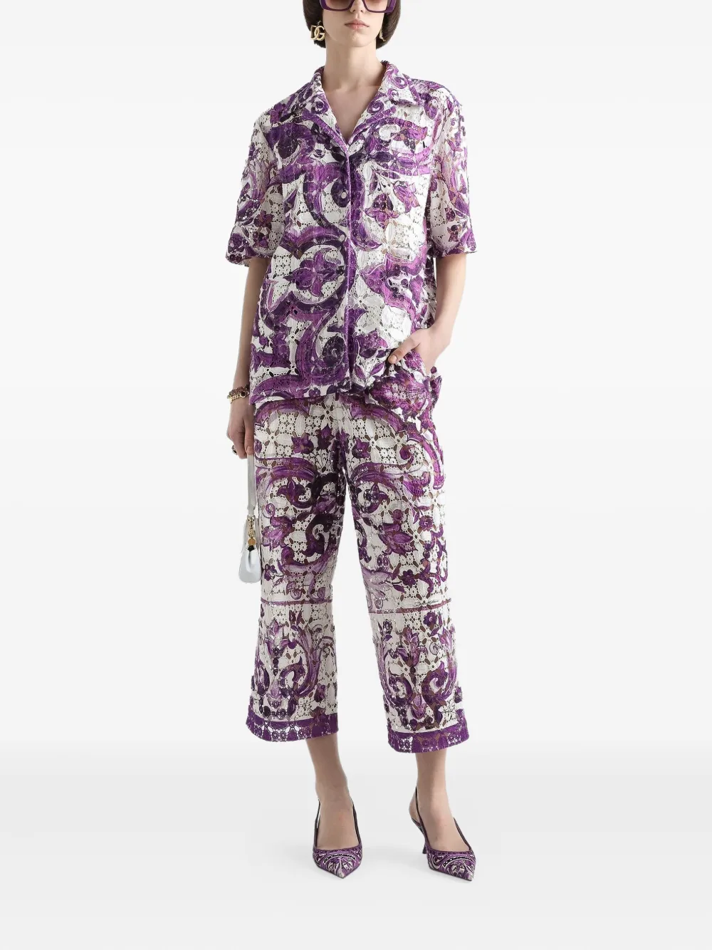 Dolce & Gabbana Blouse met Majolica-print - Paars