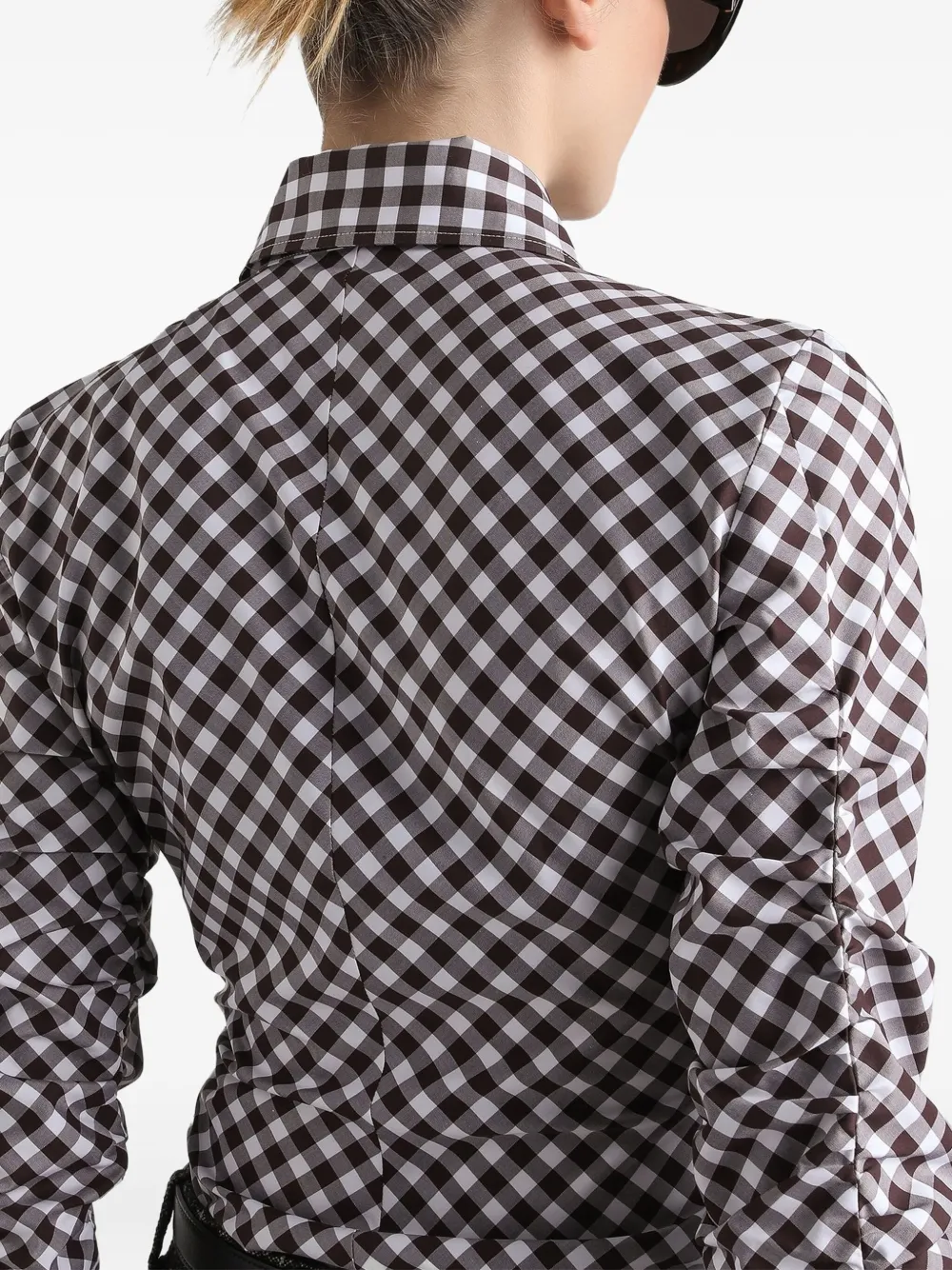 Dolce & Gabbana Gesmockte blouse met gingham ruit Zwart