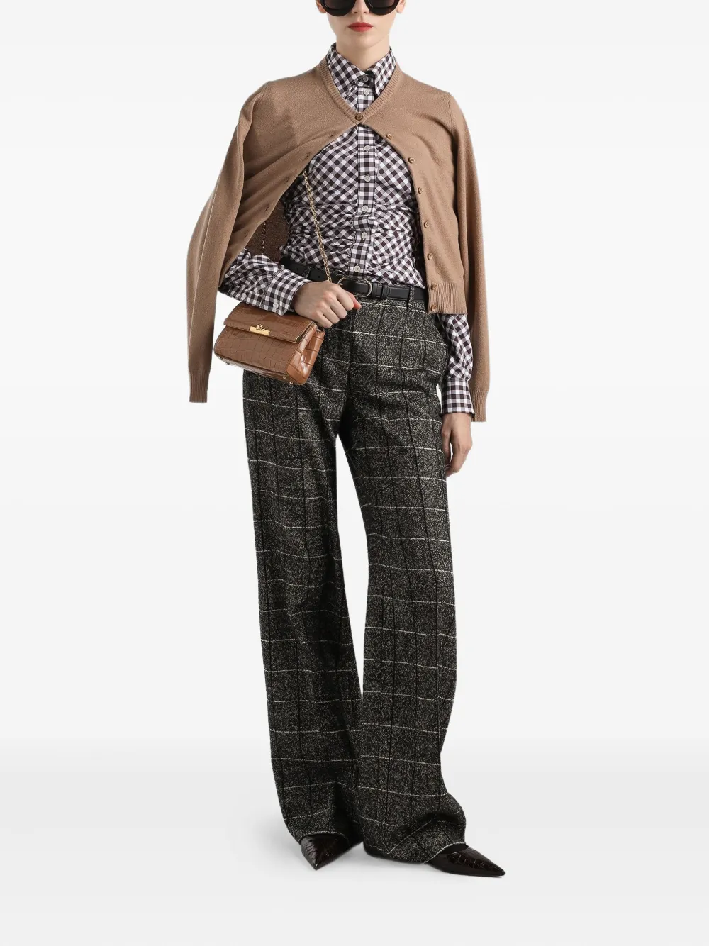 Dolce & Gabbana Gesmockte blouse met gingham ruit - Zwart