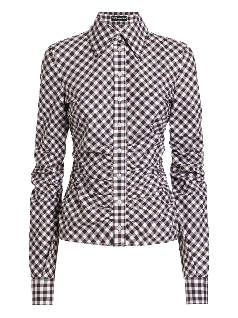 Dolce & Gabbana Gesmockte blouse met gingham ruit Zwart