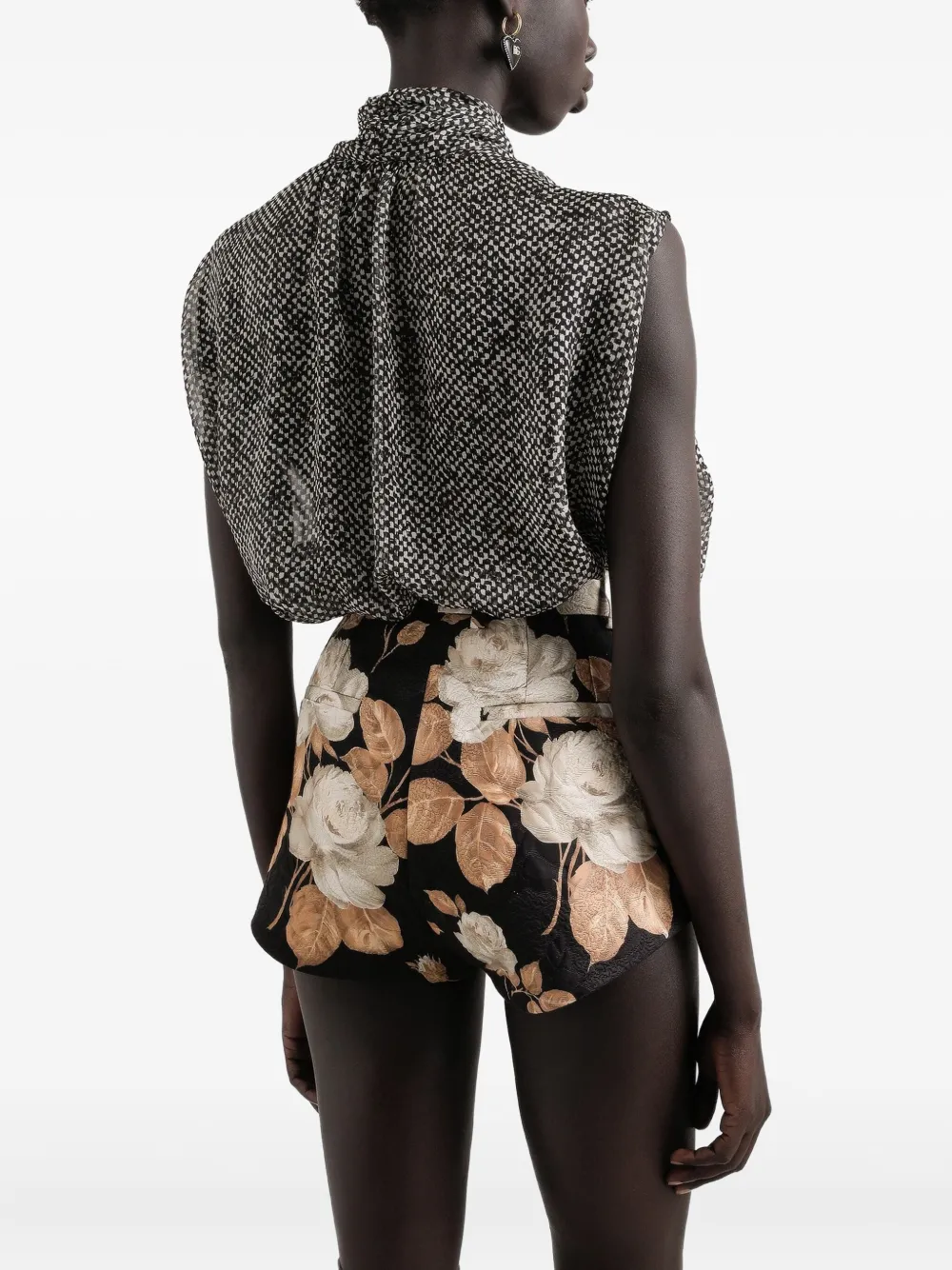 Dolce & Gabbana Mouwloze top met gestrikte hals Zwart